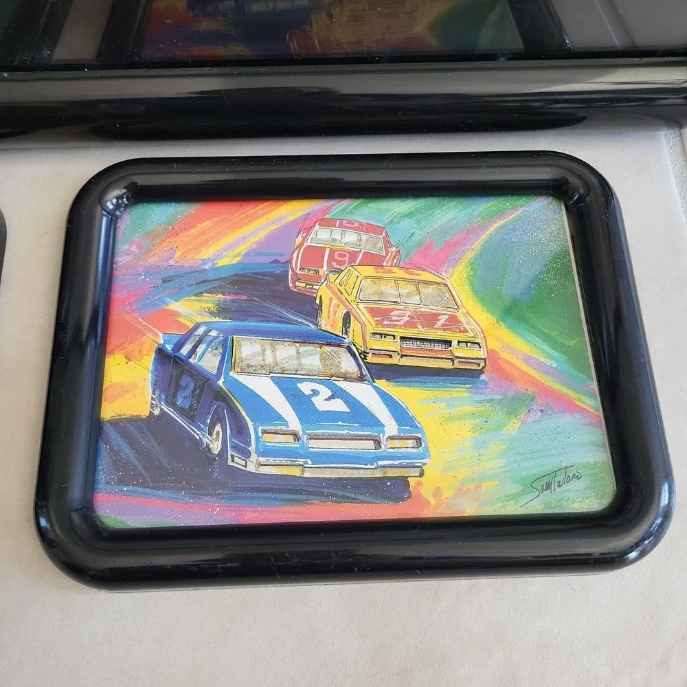 Vintage Home Interiors NASCAR Colorful 1980's Racing Car Wall Art Set Stock Cars